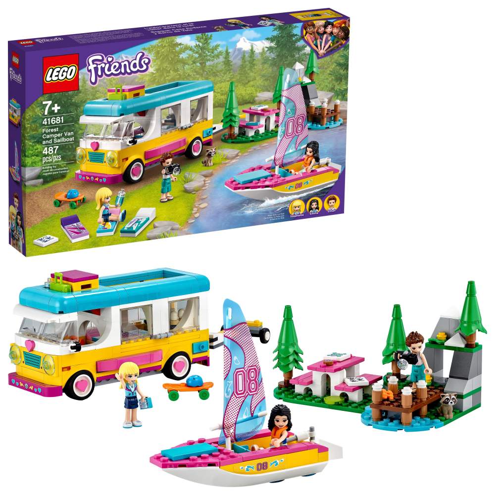 LEGO Friends Forest Camper Van and Sailboat 41681 Building Toy Forest Toy (487 Pieces)