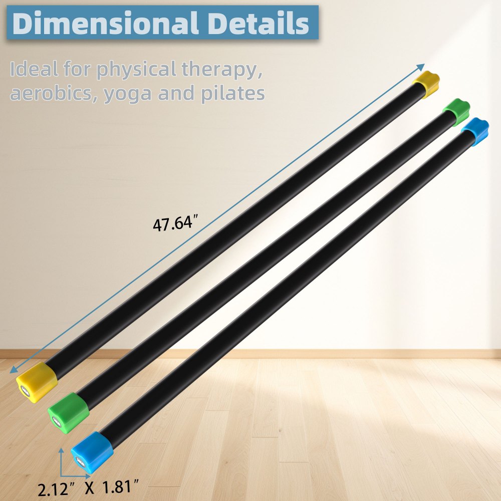 Signature Fitness Total Body Workout & Exercise Weighted Bar w/Grip, 3 Pack - Image 7