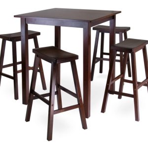 Winsome Parkland 5-Piece Square Transitional Solid Wood Pub Set - Walnut