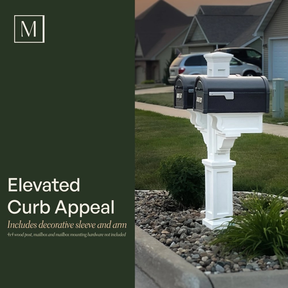 Mayne Rockport Double Mailbox Arm Mount Black Plastic Mailbox Post - Image 7