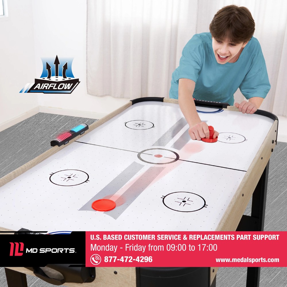 48" Air Hockey Table Set with LED Scorer, by MD Sports - Image 7