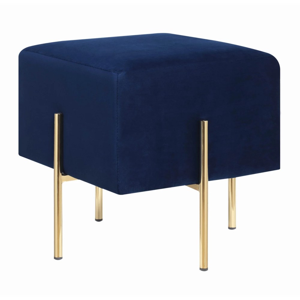 Square Upholstered Ottoman Blue