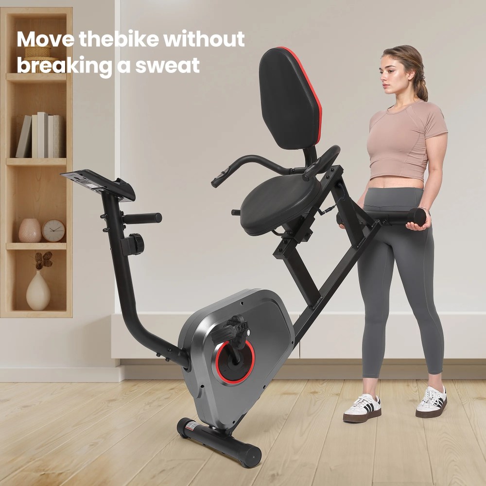 Naipo Recumbent Exercise Bike Stationary Bike 300LBS Weight Capacity Indoor Exercise Bike for Seniors with 8 Levels Magnetic Resistance with LCD Monitor Heart Rate Handle for Home - Image 8