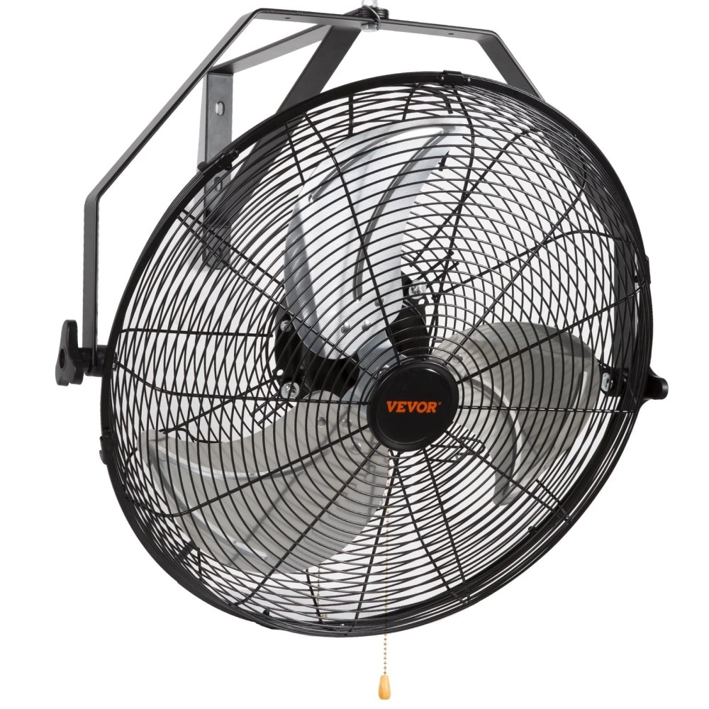 VEVOR Wall Mount Fan,18 Inch, 3-speed High Velocity Max. 4150 CFM,Waterproof Oscillating Industrial Wall Fan,Commercial or Residential for Warehouse,Greenhouse,Workshop,Patio,Black,ETL Listed