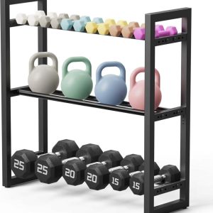 Niffgaff 3 Tier Dumbbell Rack Weight Rack Stand Only for Home Gym Storage Organizing Dumbbells Up to 390 lb Capacity