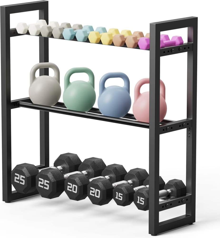 Niffgaff 3 Tier Dumbbell Rack Weight Rack Stand Only for Home Gym Storage Organizing Dumbbells Up to 390 lb Capacity