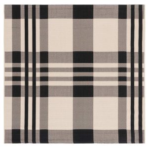 Safavieh Courtyard Benjamin Plaid Indoor/Outdoor Area Rug, Black/Bone, 6'7" x 6'7" Square