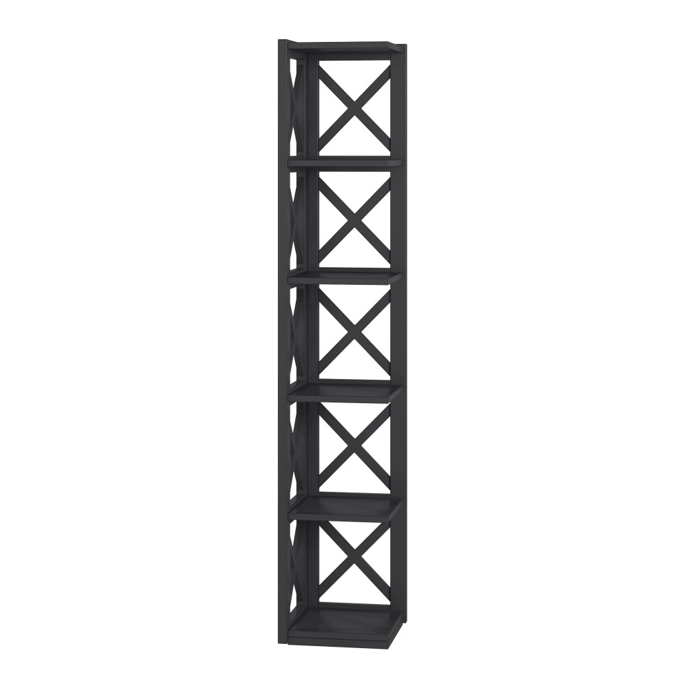 Weston Home Rebecca Wood 5-Shelf Corner Bookcase,Black - Image 5