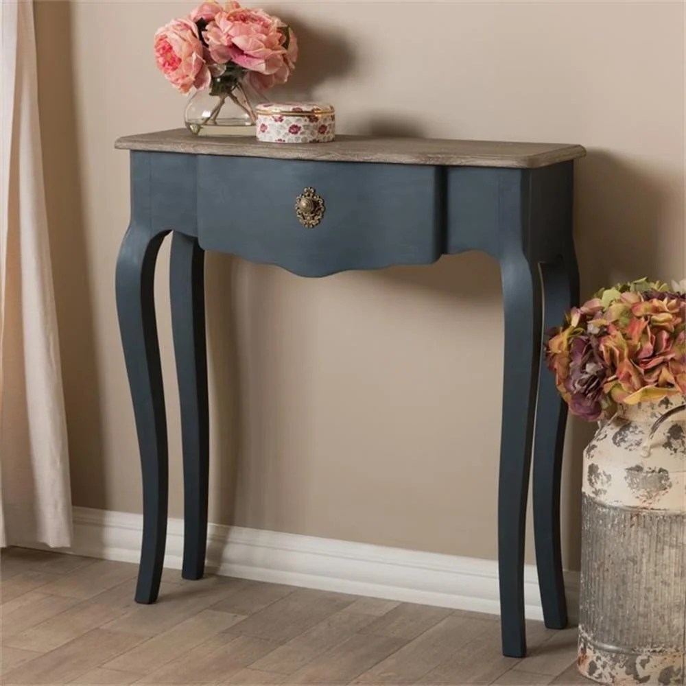 Baxton Studio Mazarine Classic and Provincial Blue Spruce Finished Console Table - Image 7