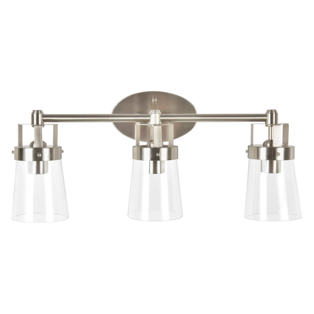Better Homes & Gardens 22" Contemporary 3-Head Vanity Light,Satin Nickel Finish Clear Glass Shades