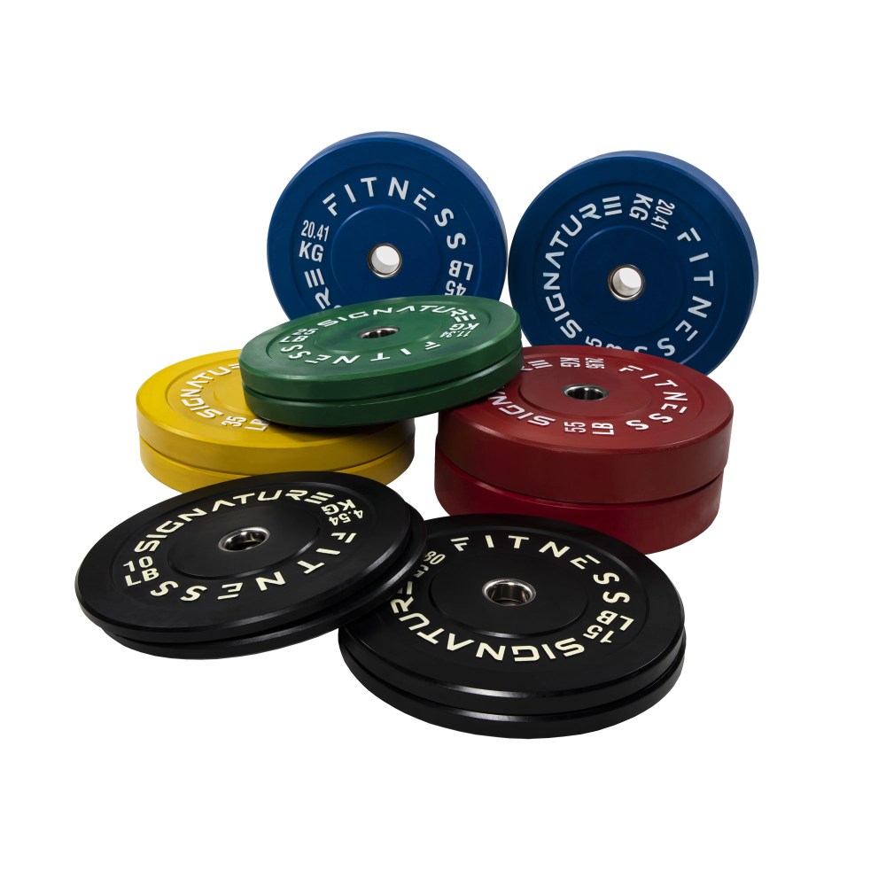 Signature Fitness 2" Olympic Bumper Plate Weight Plates with Steel Hub in Pairs or Sets - 100 Virgin Rubber - Image 7