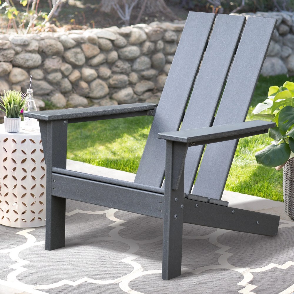 ATR ART TO REAL Outdoor Plastic HDPE Adirondack Chair for Patio Garden, Grey