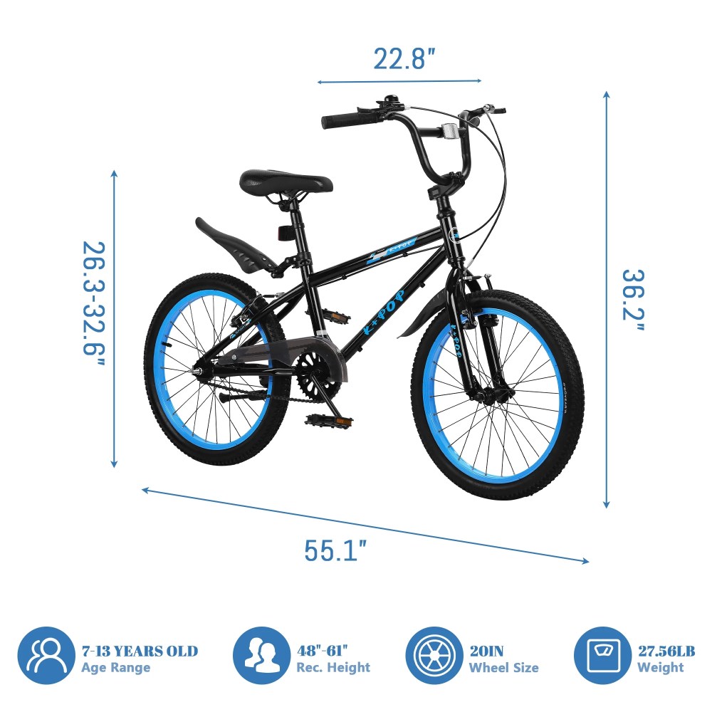 Bstjewey 20 Inch BMX Kids Bike, Adjustable Seat, Dual Brakes, Ages 7-12 - Image 7