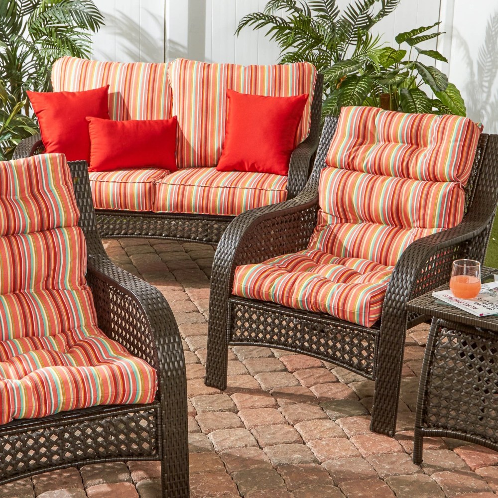 Palm Leaves White 44 x 22 in. Outdoor High Back Chair Cushion (2-Pack) by Greendale Home Fashions - Image 67
