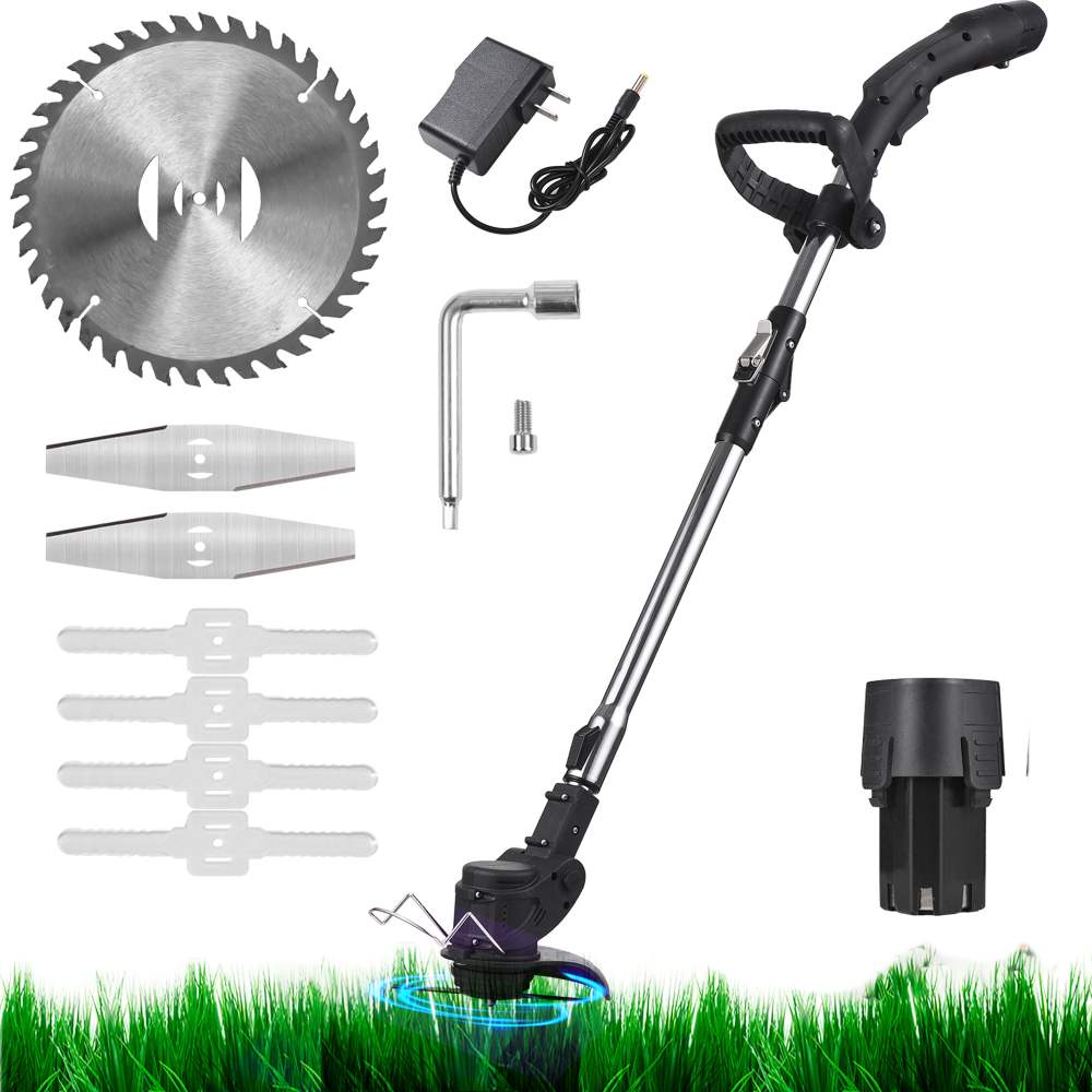 Weed Wacker Cordless Weed Eater,12V Edger Lawn Tool Adjustable Height Metal Cutting Blade Lawn Edger for Garden Yard Lawn Trimming/Pruning