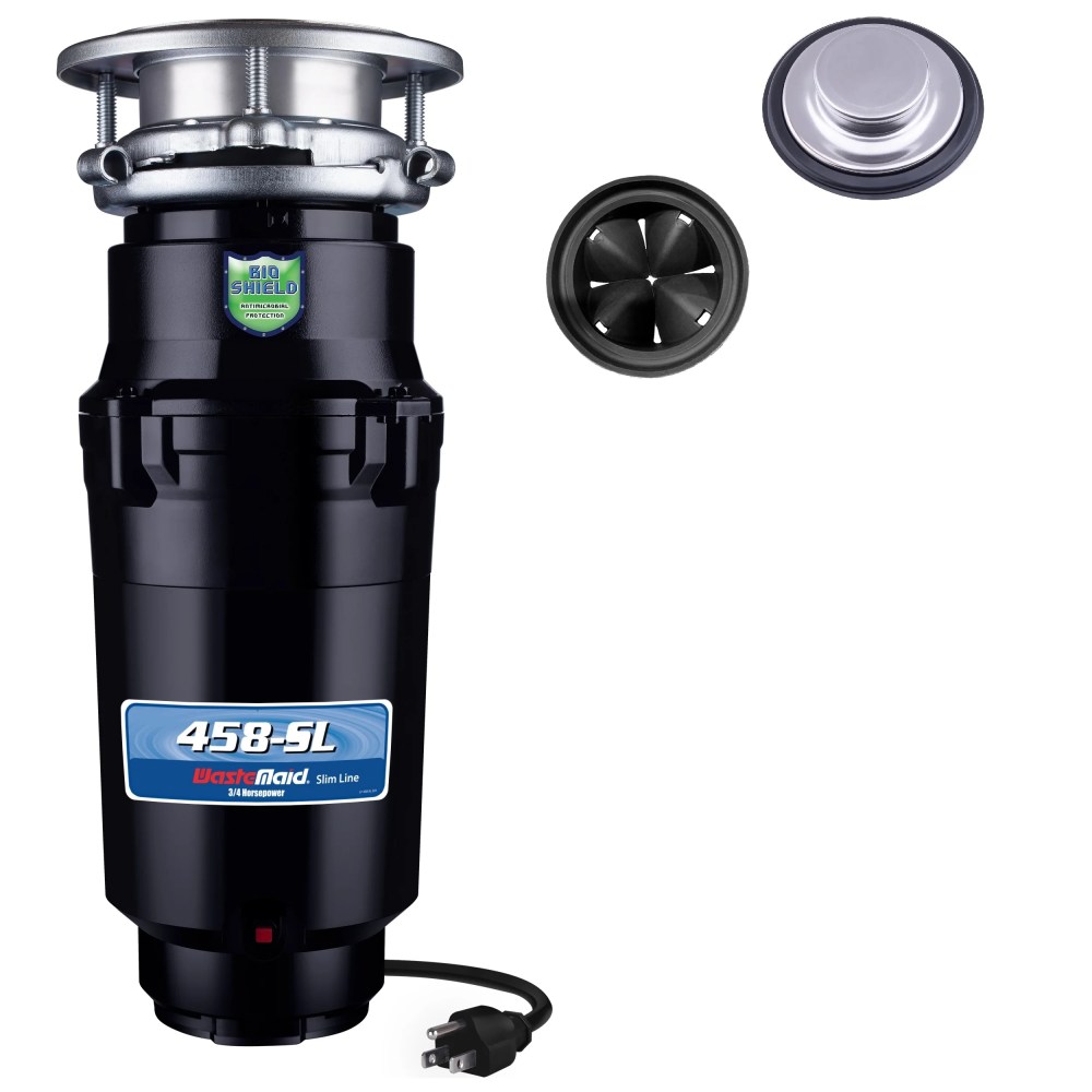 Waste Maid Kitchen Garbage Disposal,3/4 HP,Slim Line,Black 10-US-WM-458-SL-3B