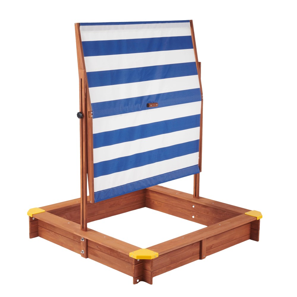 Aukfa Wooden Sandbox w/Adjustable Canopy & Cover for Kids, Brown - Image 5