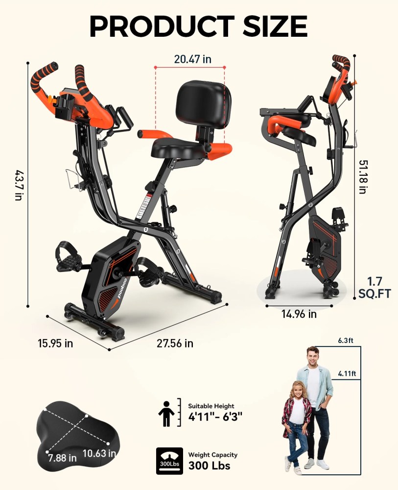 pooboo 3in1 Foldable Exercise Bike Indoor Cycling Bike Magnetic Stationary Bike Fitness Gym Workout 300lb - Image 2