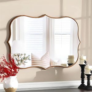 Vintage Gold Mirrors Wall Decorative Anqitue Bronze Wall Mirror Asymmetrical Mirror Decorative Mirrors