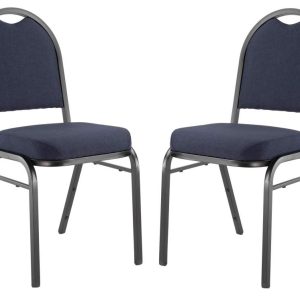 National Public Seating NPS9254BT2 9200 Series Premium Upholstered Stack Chair,Fabric,Supports 500 lbs,19 in. Seat Height,Midnight Blue Seat & Back,Black Base - Pack of 2