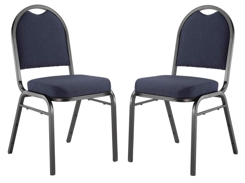 National Public Seating NPS9254BT2 9200 Series Premium Upholstered Stack Chair,Fabric,Supports 500 lbs,19 in. Seat Height,Midnight Blue Seat & Back,Black Base - Pack of 2