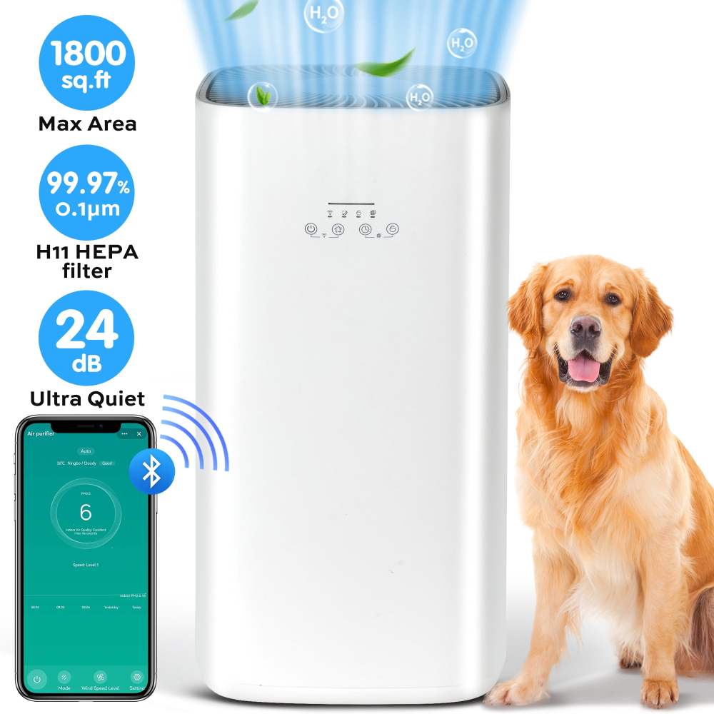 VUSIGN Air Purifier for Large Home Bedroom,1800 Sq.ft with HEPA Filter,Air Cleaner captures 99.97 0.1" m particles of Pet Allergens Smokers Odors Dust