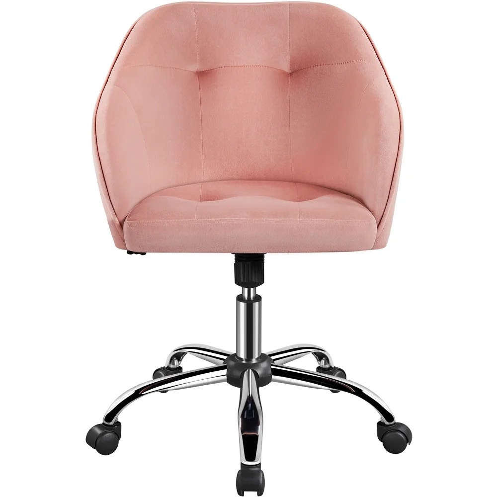 Alden Design Modern Velvet Adjustable Swivel Office Chair,Pink