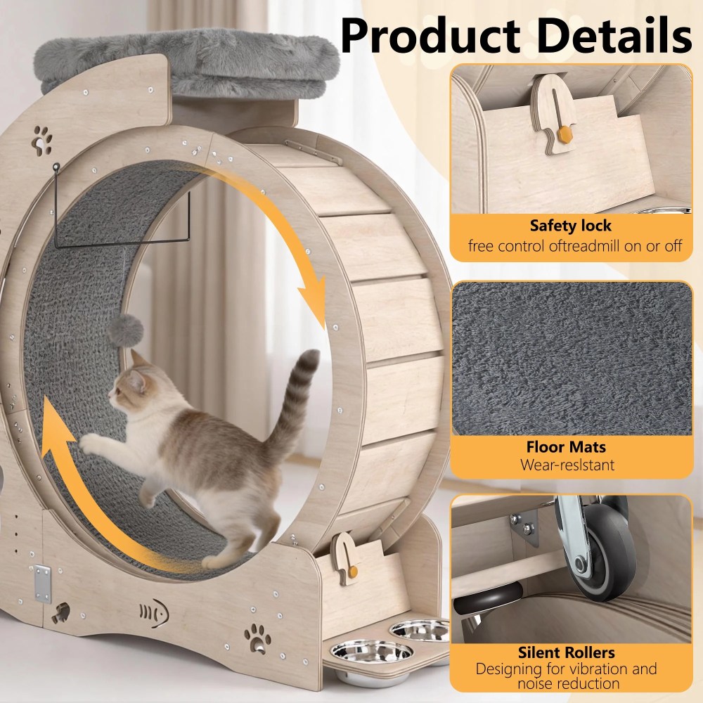 FOOWIN 7-in-1 Cat Exercise Wheel, 40" Cat Running Wheel for Indoor Cats - Image 4