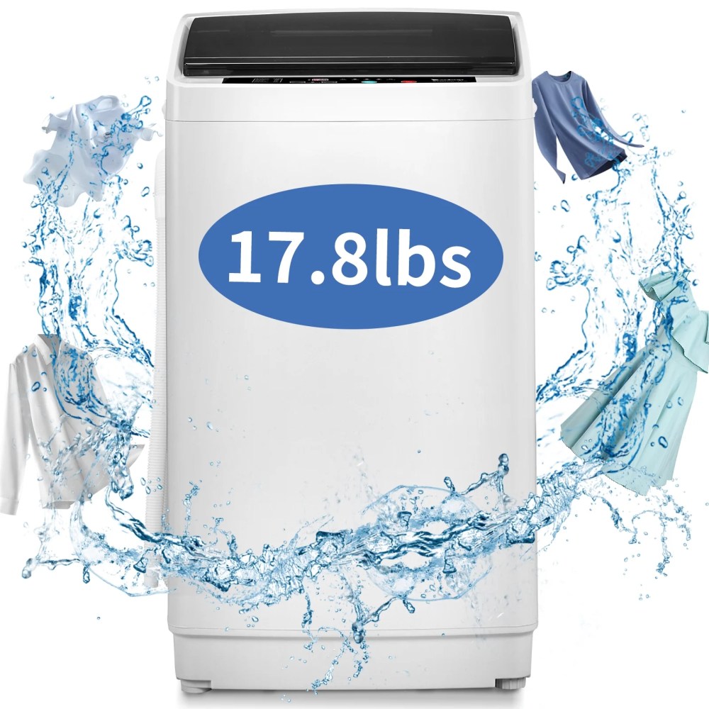 Zimtown Full Automatic Washing Machine,17.8 lbs Top Load Portable Washer with Drain Pump