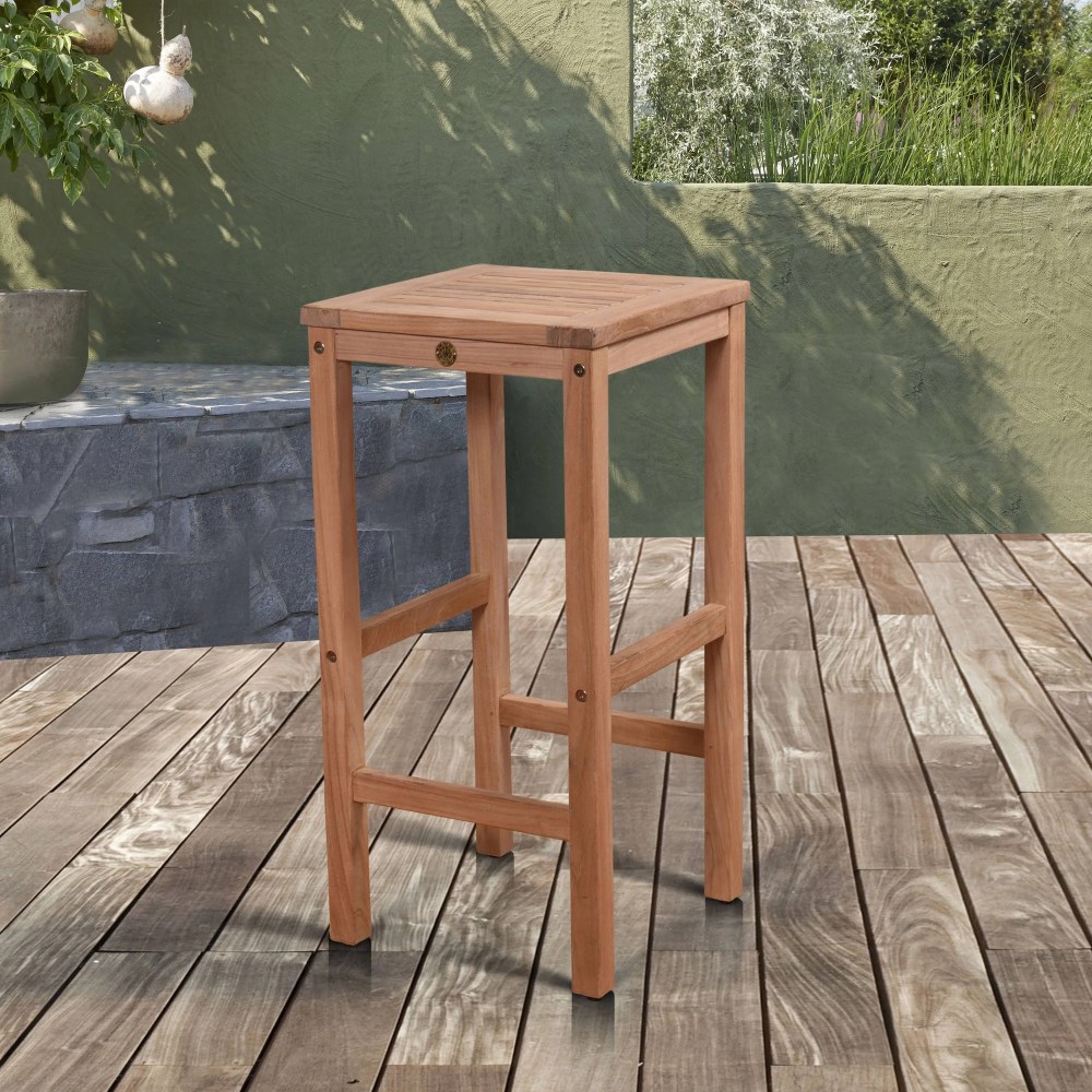 Amazonia Texas Solid Teak Wood Barstool. Ideal For Patio,Brown