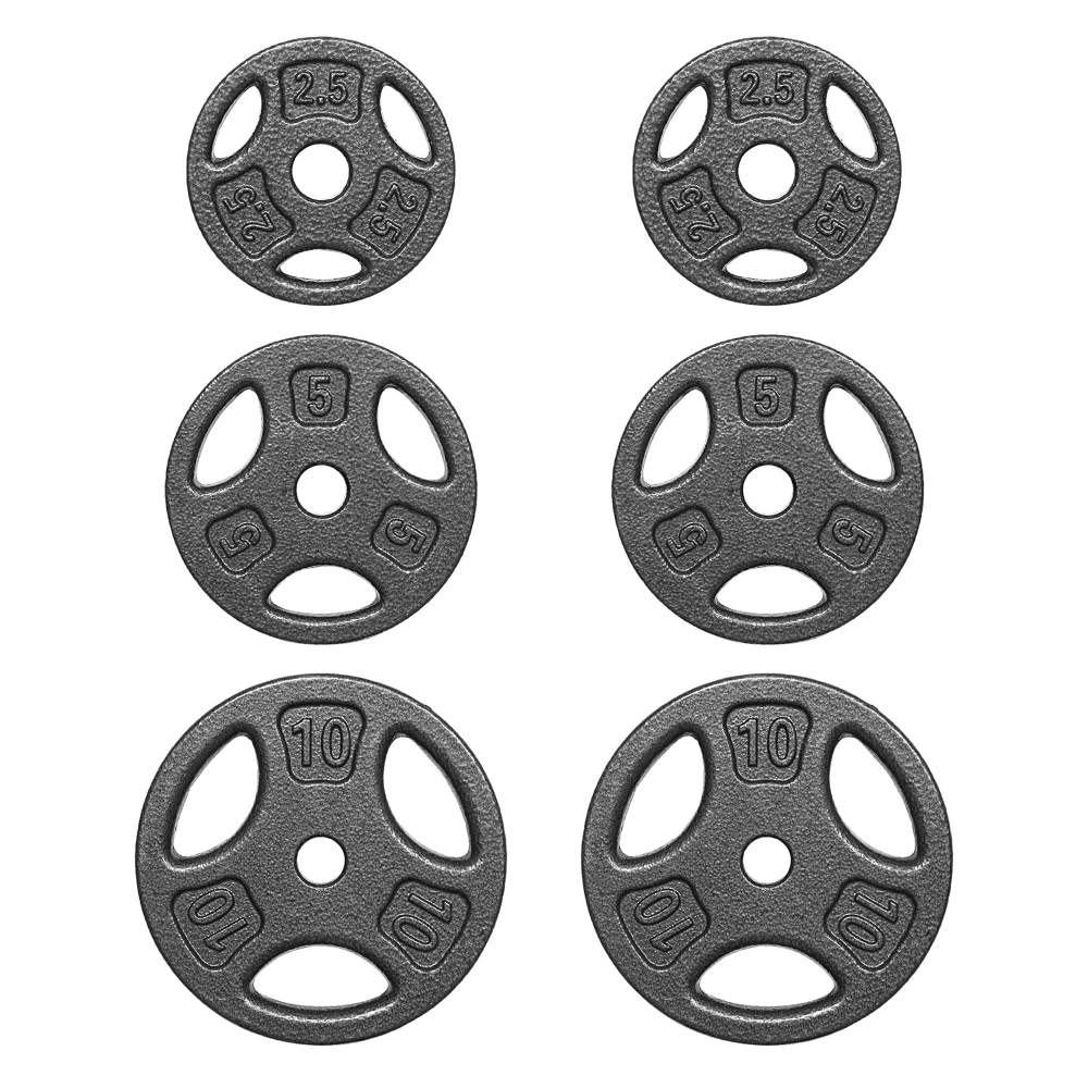 Athletic Works 35LB Cast Iron Weight Plate Set, 2 Each of 2.5, 5 and 10LB, 1-inch Holes Fit Standard Sized Bar