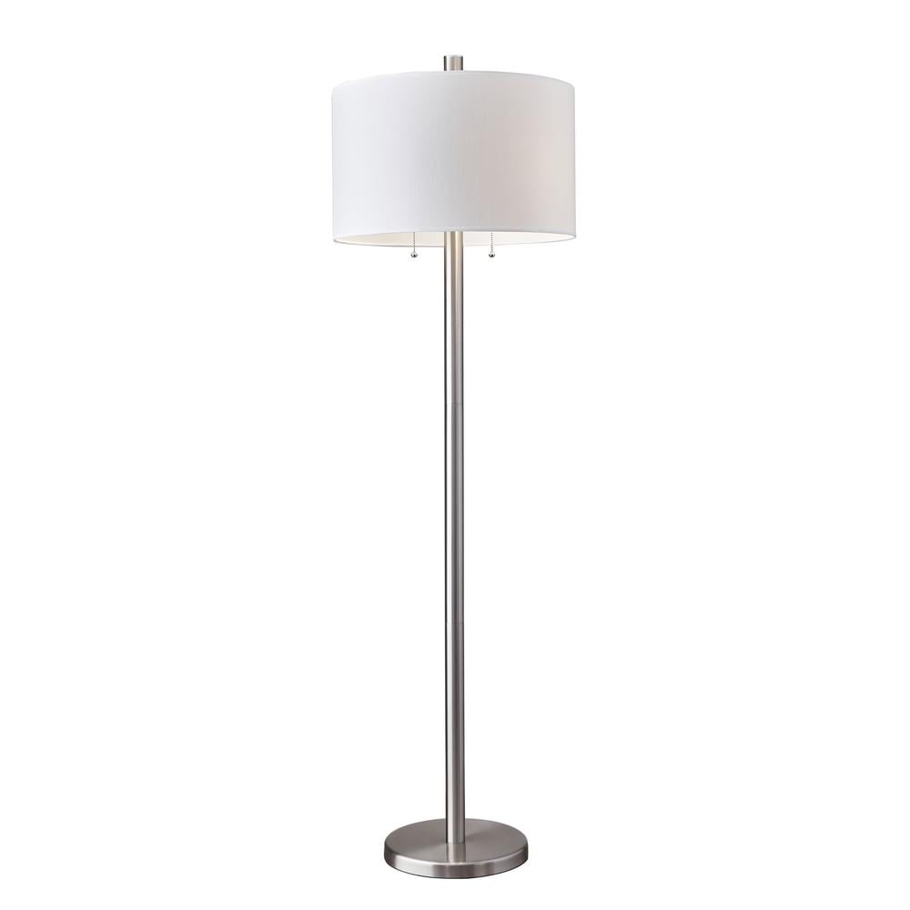 Adesso Boulevard Floor Lamp, 61"H, White/Silver