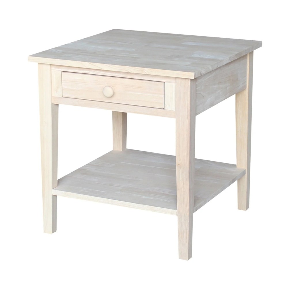 International Concepts Solid Wood Spencer End Table,Unfinished