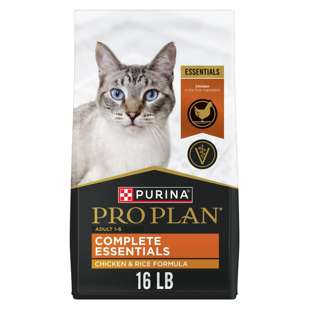Purina Pro Plan Complete Essentials Chicken and Rice Formula Adult High-Protein Dry Cat Food, 16 lb.