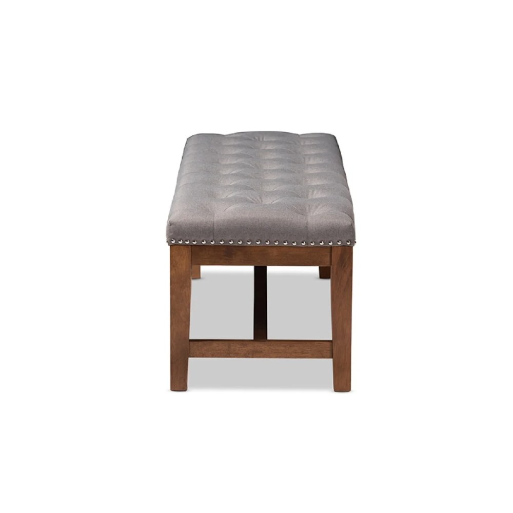 Baxton Studio Ainsley Modern and Contemporary Grey Fabric Upholstered Walnut Finished Solid Rubberwood Bench - Image 4