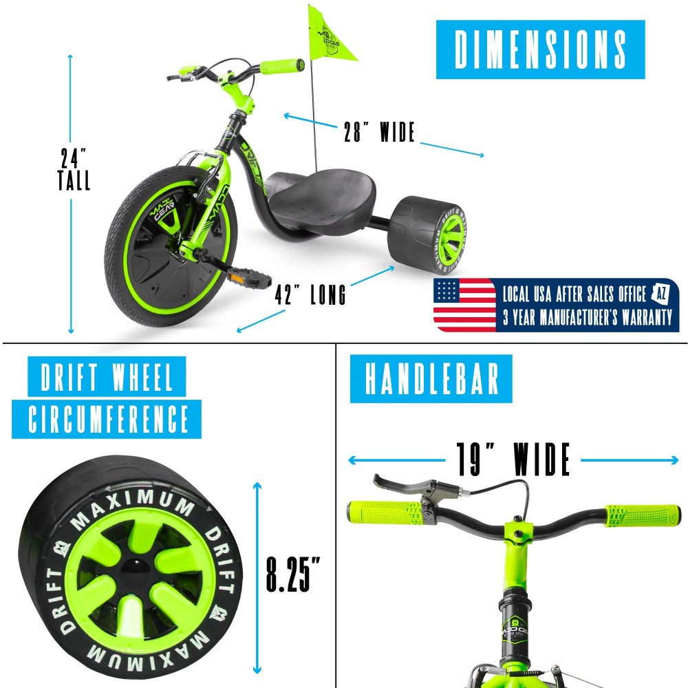Drift Trike for Kids Ages 5 with Adjustable Seat and 16" Front Wheel-Madd Gear - Image 4