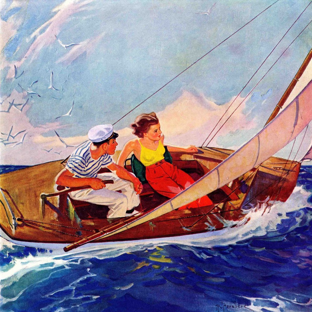 Marmont Hill Couple Sailing by R.J. Cavaliere Painting Print on Canvas - Image 3