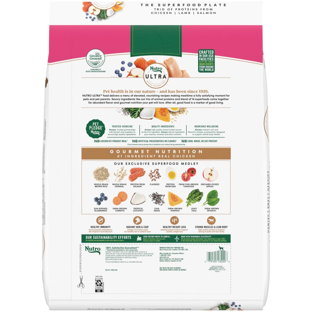 Nutro Ultra Adult Weight Management Small Breed Dry Dog Food, Chicken, Lamb and Salmon, 12 lb Bag - Image 6