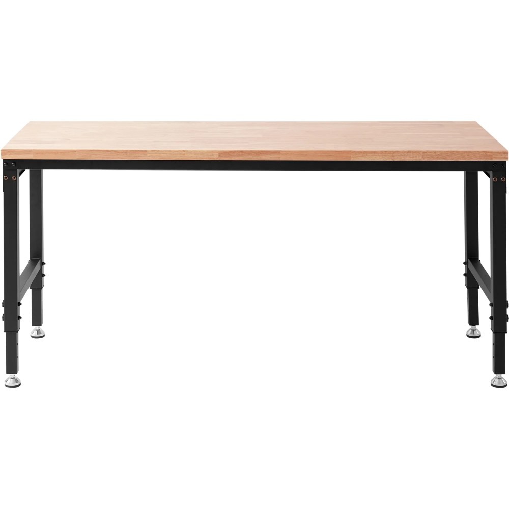 KFFKFF Adjustable Height Workbench 72"L x 25"W Work Bench Table w/ Power Outlets