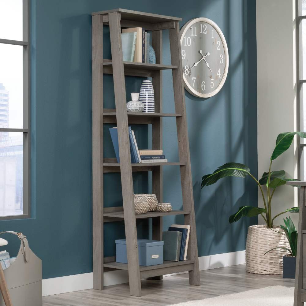 Sauder Trestle 5-Shelf Open Display Bookcase, Mystic Oak Finish