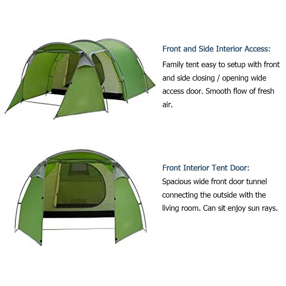 4/5 Person Family Tunnel Tent for Camping, iClover 2 Room Ultralight Backpacking Tent with Front Vestibule, Waterproof Double Layer Classic 4 Season Tents, Easy Setup for Outdoor Sports - Image 7