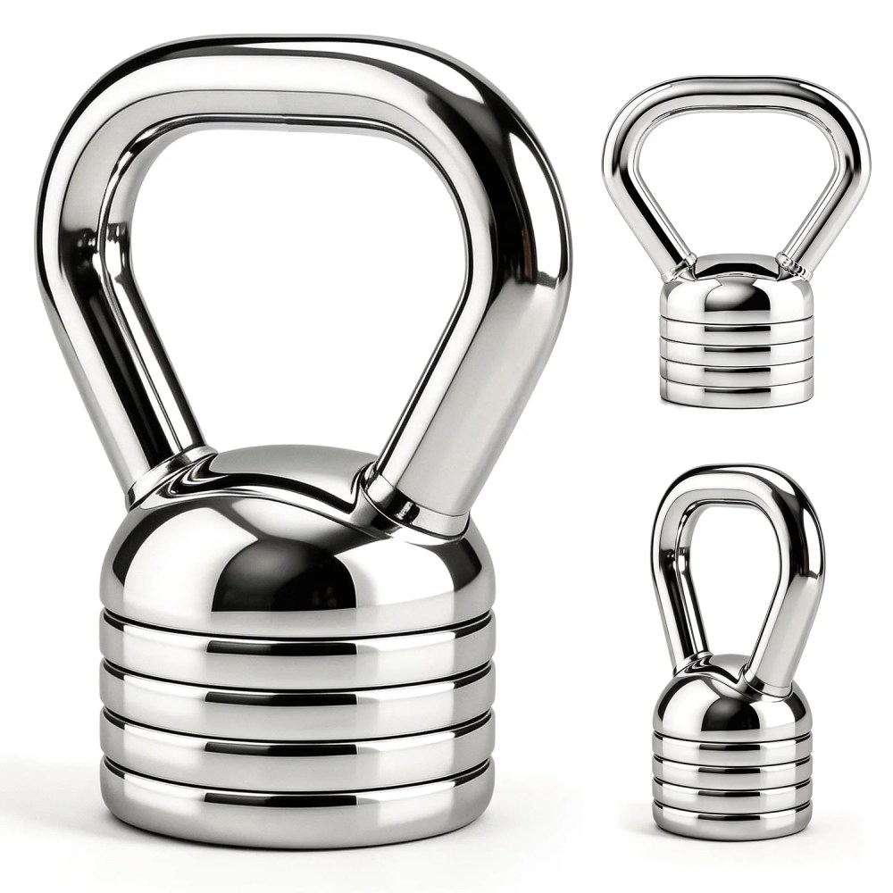 ARVIVO Adjustable Kettlebell Handle Set for Strength Training 20lb Home GYM Workout Sliver