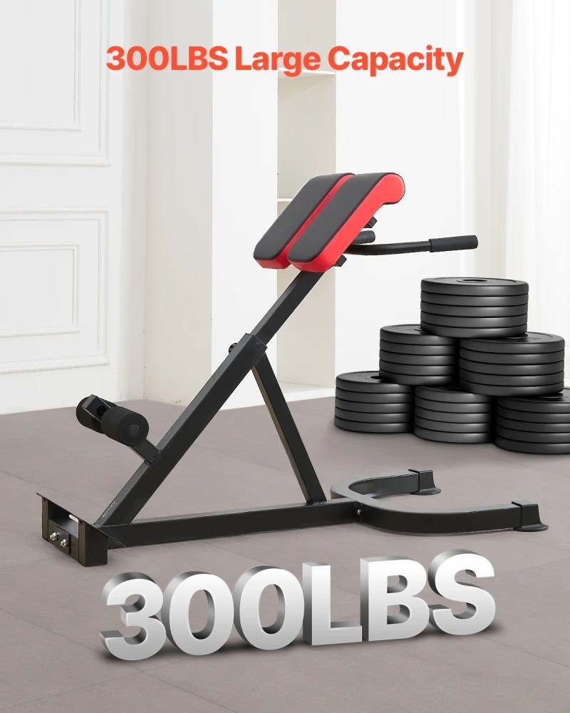 VEVOR Roman Chair Hyperextension Bench, 300 lbs Adjustable Extension Machine, Multi-Function Exercise Equipment for Glute, Hamstring, Lower Back, and Ab Workout, Fitness Weight Bench for Home Gy - Image 9