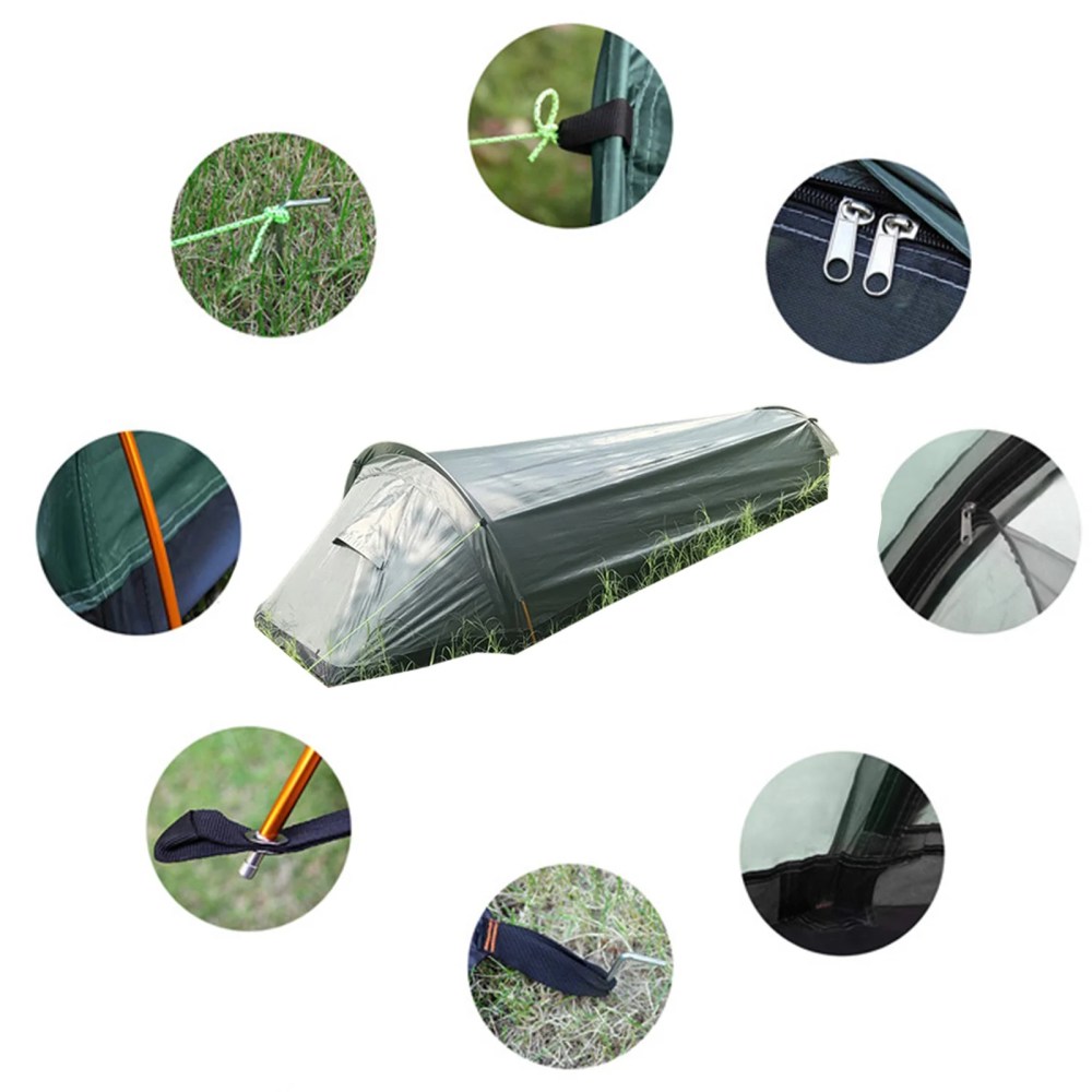 Watertight Sleeping Bag Camping Survival Bivvy Tent for Outdoor Bivy Tent, Single Person Sleeping Backpacking Bivvy Tent - Image 8