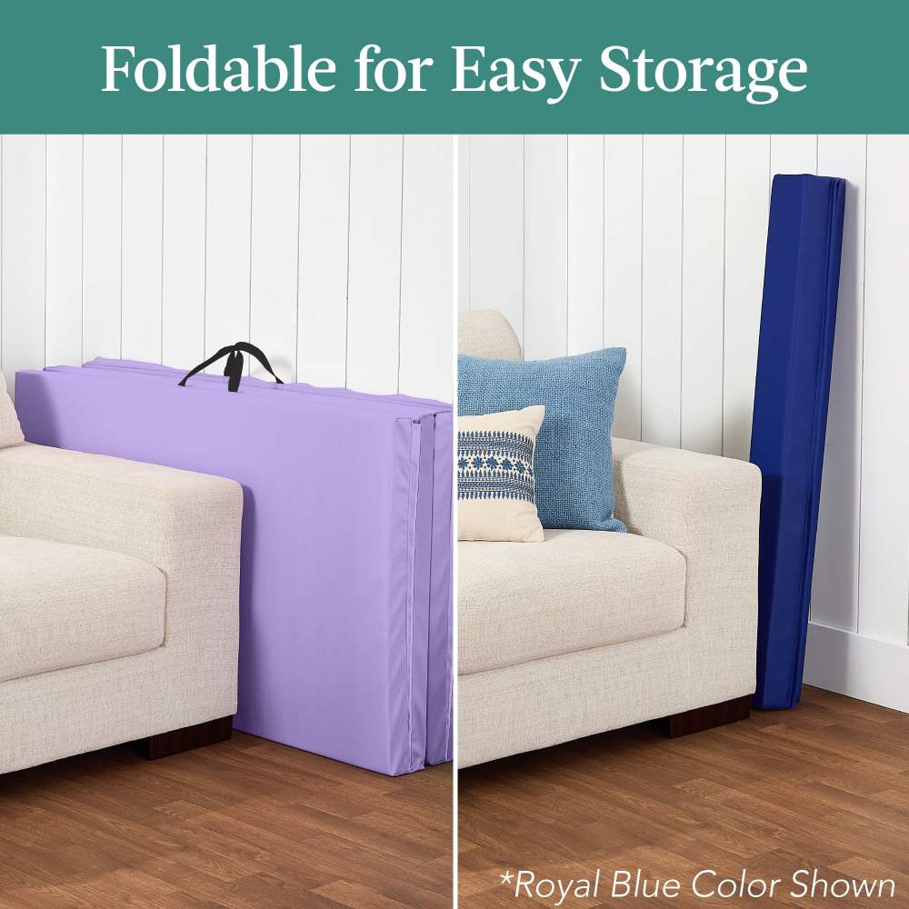 Best Choice Products 10ftx4ftx2in Folding Gym Mat 4-Panel w/ Carrying Handles & Folding Balance Beam - Purple - Image 7