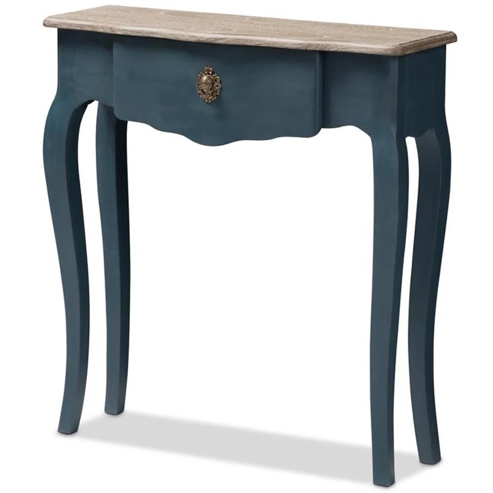 Baxton Studio Mazarine Classic and Provincial Blue Spruce Finished Console Table