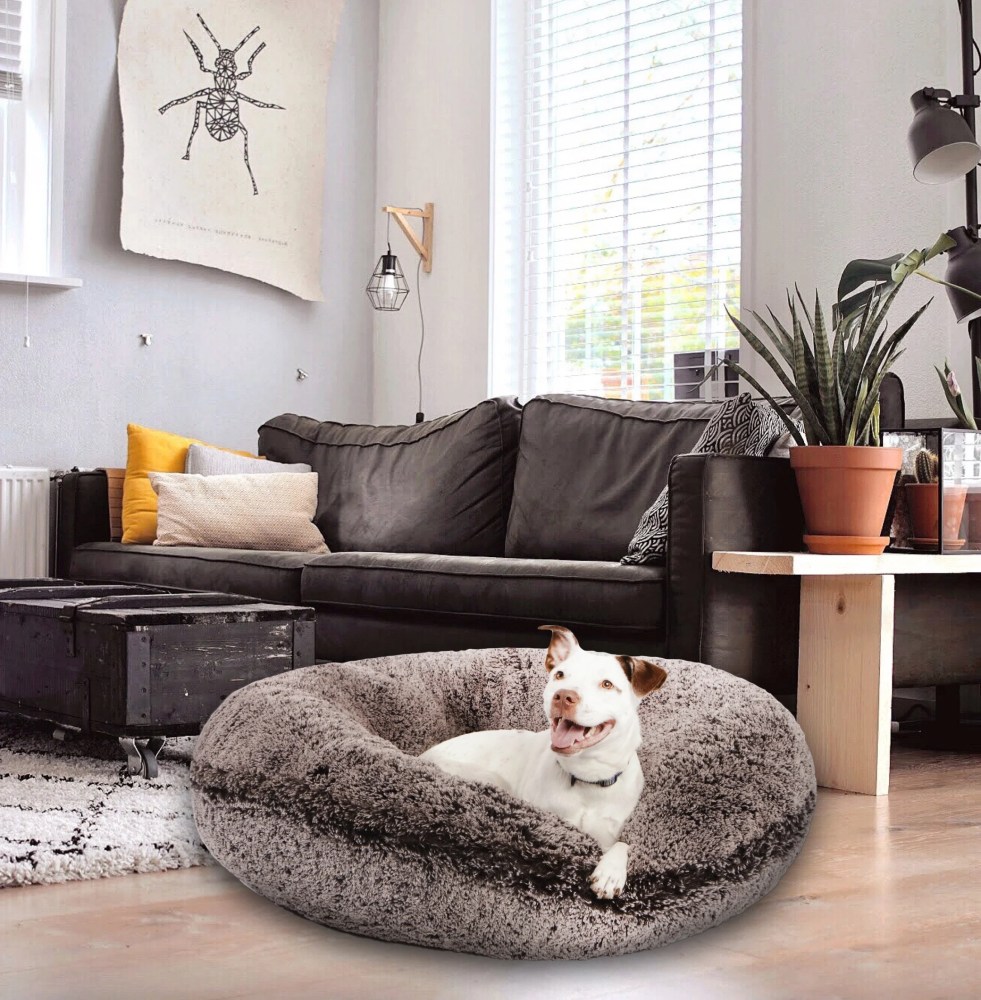 Bessie and Barnie Signature Frosted Willow Luxury Shag Extra Plush Faux Fur Bagel Pet/ Dog Bed - Image 2