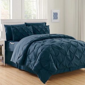 Elegant Comfort 8 Piece Luxury Blue Bed In A Bag Set, Twin Xl