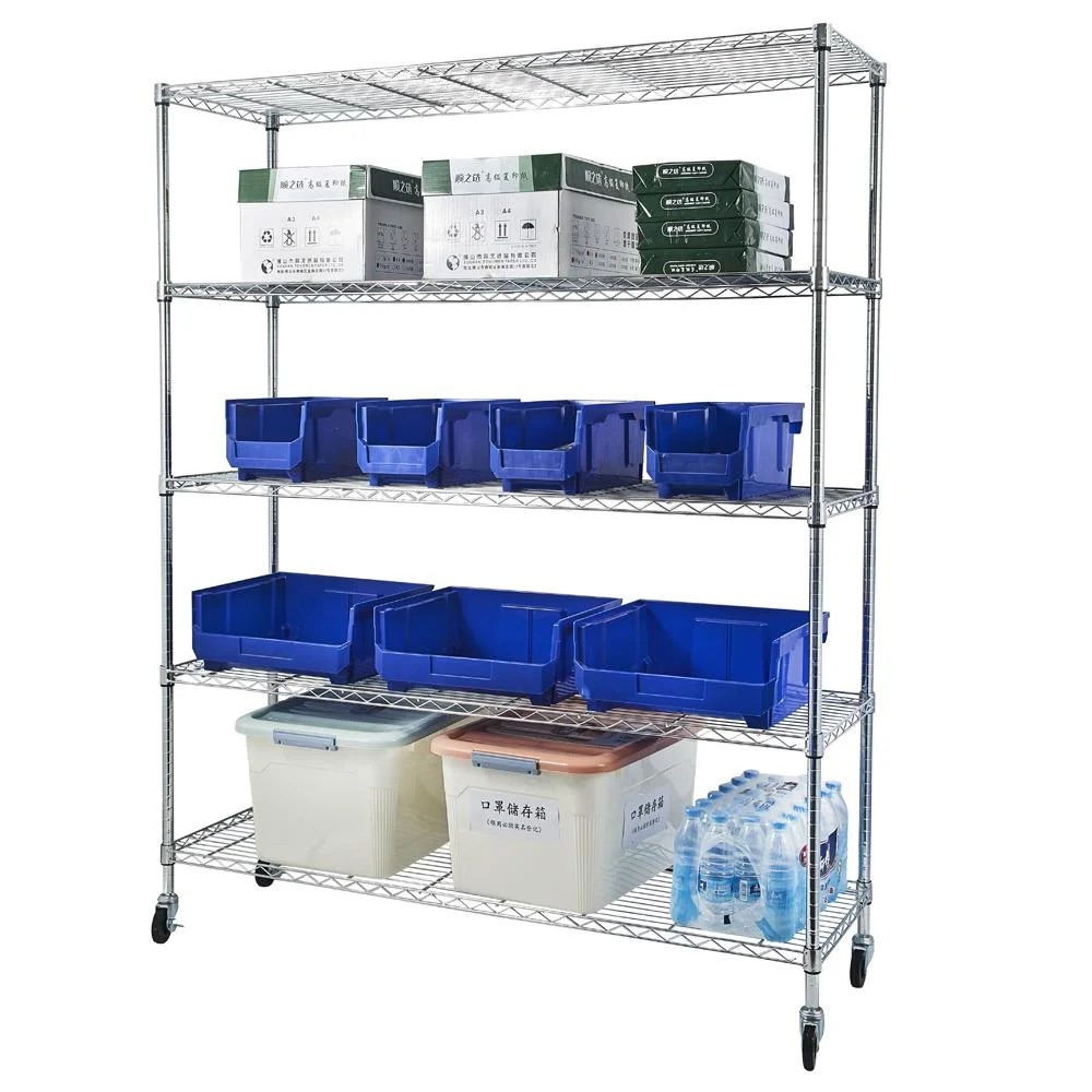 Zimtown 5-Shelf Storage Rack,Adjustable NSF Wire Shelves with Wheels for Garage Storage Organizer Chrome,59"L x 18"W x 71"H,2500 lbs Capacity