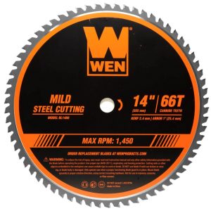 WEN 14-Inch 66-Tooth Carbide-Tipped Professional Metal Saw Blade for Mild Steel Cutting,BL1466